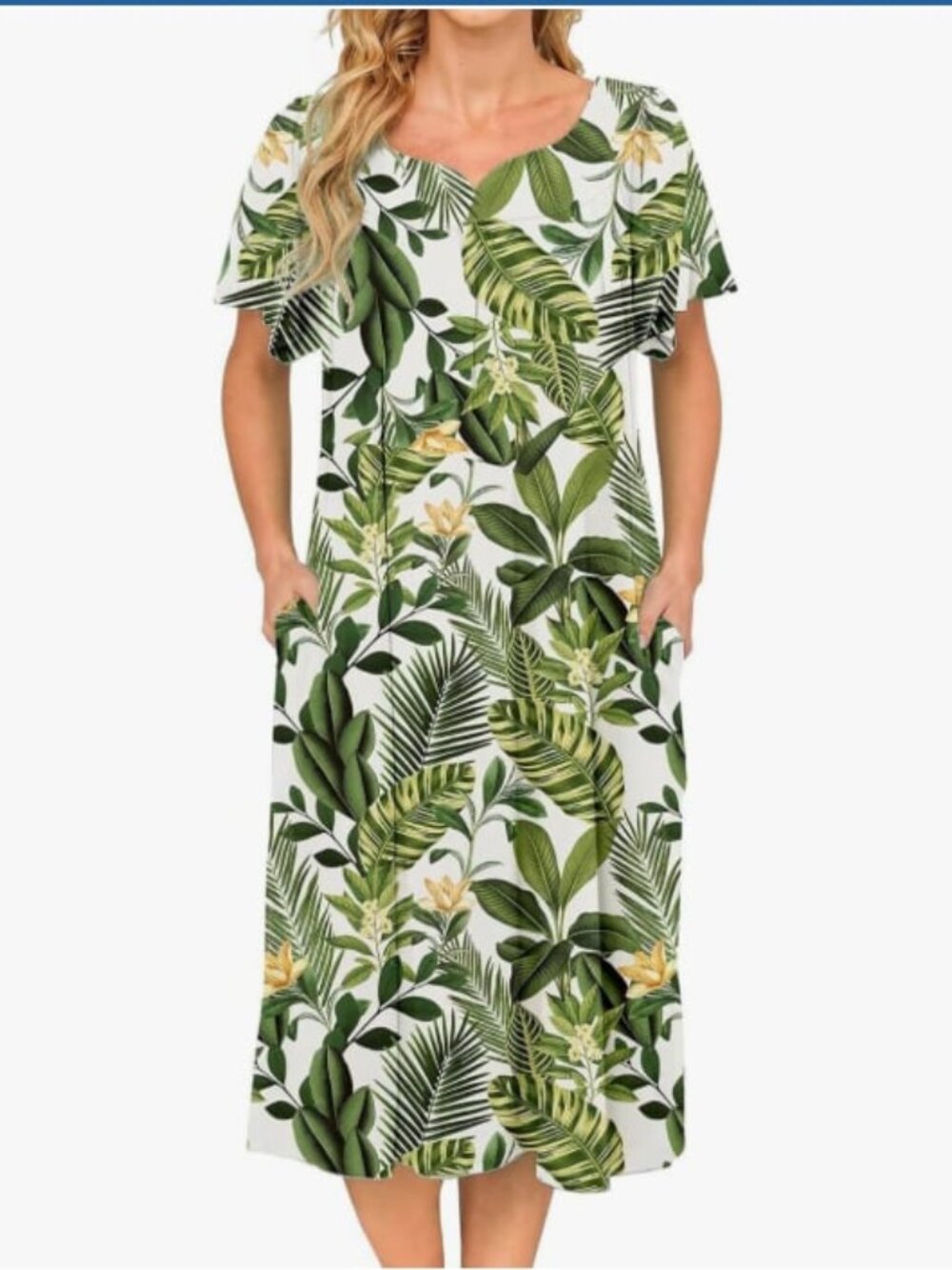 Tropical Green and Yellow Floral Dress